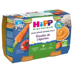 HiPP Mon Dîner Bonne Nuit Risotto de Légumes dès 8 Mois Bio 2 Pots