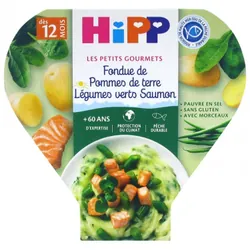 HiPP Les Petits Gourmets Fondue de Pommes de Terre Légumes Verts Saumon dès 12 Mois 230 g