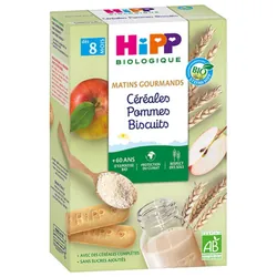 HiPP Matins Gourmands Céréales Pommes Biscuits dès 8 Mois Bio 250 g