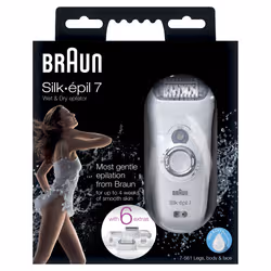 Braun Épilateur Silk-épil 7-561 Wet & Dry avec 6 accessoires incluant une tête de rasage et un embout tondeuse - Vue supplémentaire 2