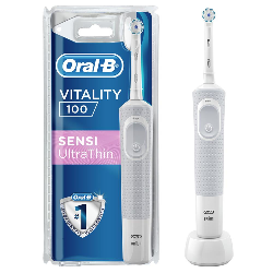 Oral-B Vitality D100 Sensi UltraThin Adulte Brosse à dents rotative Gris, Blanc