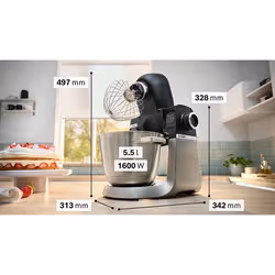 Bosch Serie 6 MUMS6ZS00 robot de cuisine 1600 W 5,5 L Noir, Acier inoxydable Balances intégrées - Vue supplémentaire 3