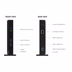 ICY BOX IB-DK2251AC Avec fil USB 3.2 Gen 2 (3.1 Gen 2) Type-A Noir - Vue supplémentaire 6