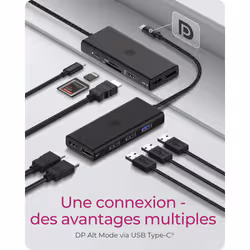 ICY BOX IB-DK4011-CPD Avec fil USB 3.2 Gen 1 (3.1 Gen 1) Type-C Noir - Vue supplémentaire 2