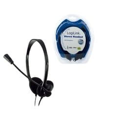 LogiLink Stereo Headset Earphones with Microphone Casque Avec fil Arceau Appels/Musique Noir