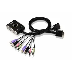 ATEN Commutateur KVM câble DVI/audio USB 2 ports avec sélecteur de port distant