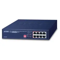 PLANET GSD-804P commutateur réseau Non-géré Gigabit Ethernet (10/100/1000) Connexion Ethernet, supportant l'alimentation via ce port (PoE) 1U Bleu
