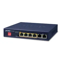 PLANET GSD-604HP commutateur réseau Non-géré Gigabit Ethernet (10/100/1000) Connexion Ethernet, supportant l'alimentation via ce port (PoE) Bleu