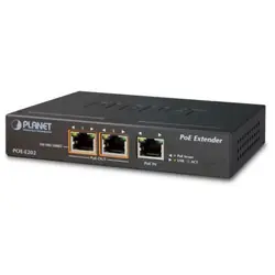 PLANET POE-E202 prolongateur réseau Émetteur et récepteur réseau Noir 10, 100, 1000 Mbit/s