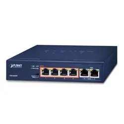 PLANET FSD-604HP commutateur réseau Non-géré Fast Ethernet (10/100) Connexion Ethernet, supportant l'alimentation via ce port (PoE) Bleu