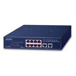 PLANET FSD-1008HP commutateur réseau Non-géré Fast Ethernet (10/100) Connexion Ethernet, supportant l'alimentation via ce port (PoE) 1U Bleu