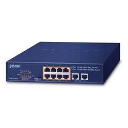 PLANET GSD-1008HP commutateur réseau Non-géré Gigabit Ethernet (10/100/1000) Connexion Ethernet, supportant l'alimentation via ce port (PoE) 1U Bleu