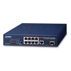 PLANET FGSD-1011HP commutateur réseau Non-géré Gigabit Ethernet (10/100/1000) Connexion Ethernet, supportant l'alimentation via ce port (PoE) 1U Bleu