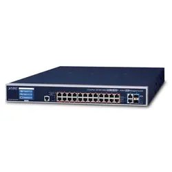 PLANET GS-6320-24UP2T2XV commutateur réseau Géré L3 Gigabit Ethernet (10/100/1000) Connexion Ethernet, supportant l'alimentation via ce port (PoE) 1.25U Bleu