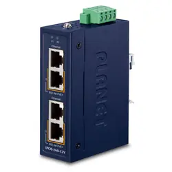 PLANET Industrial 2-port 10/100/1000T Gigabit Ethernet (10/100/1000) Connexion Ethernet, supportant l'alimentation via ce port (PoE) Bleu