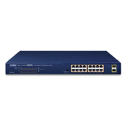 PLANET GSW-1820HP commutateur réseau Non-géré Gigabit Ethernet (10/100/1000) Connexion Ethernet, supportant l'alimentation via ce port (PoE) 1U Bleu