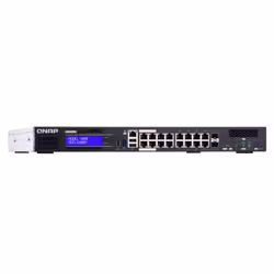QNAP QGD-1600P Géré Gigabit Ethernet (10/100/1000) Connexion Ethernet, supportant l'alimentation via ce port (PoE) 1U Noir, Gris - Vue supplémentaire 2