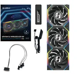 Lian Li UNI FAN SL Wireless LCD 120 Reverse Blade Boitier PC Ventilateur 12 cm Noir 3 pièce(s)