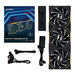 Lian Li 12RTLLCD1W3B système de refroidissement d’ordinateur Boitier PC Ventilateur 12 cm Noir