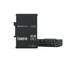 Teltonika TSW010 DIN Rain Switch 5 x Fast Ethernet (10/100) Connexion Ethernet, supportant l'alimentation via ce port (PoE) Noir