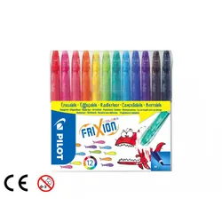 Pilot FriXion Colors stylo-feutre Moyen Noir, Bleu, Cyan, Vert, Cyan clair, Vert clair, Orange, Rose, Rouge, Violet, Jaune 12 pièce(s)