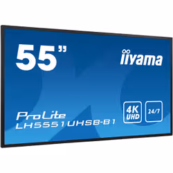 iiyama LH5551UHSB-B1 affichage de messages Écran plat interactif 137,2 cm (54") IPS 800 cd/m² 4K Ultra HD Noir 24/7 - Vue supplémentaire 2