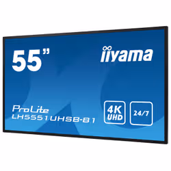 iiyama LH5551UHSB-B1 affichage de messages Écran plat interactif 137,2 cm (54") IPS 800 cd/m² 4K Ultra HD Noir 24/7 - Vue supplémentaire 4