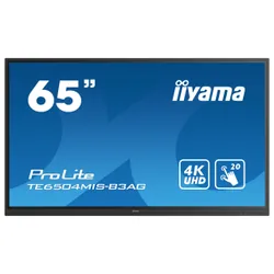 iiyama TE6504MIS-B3AG affichage de messages Écran plat interactif 165,1 cm (65") Wifi 400 cd/m² 4K Ultra HD Noir Écran tactile Intégré dans le processeur iiWare 9.0