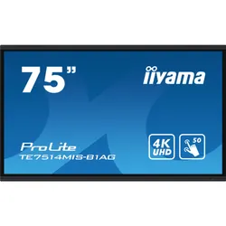 iiyama TE7514MIS-B1AG affichage de messages Écran plat interactif 190,5 cm (75") LCD Wifi 435 cd/m² 4K Ultra HD Noir Écran tactile Intégré dans le processeur Android 24/7