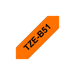 Brother TZe-B51 ruban d'étiquette Noir sur fond orange fluorescent