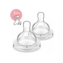 AVENT Classic+ Tétine 3 Trous à Débit Moyen 3M+ x2