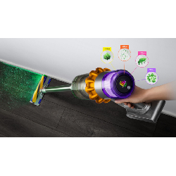 Dyson V15 Detect Absolute Nickel, Acier inoxydable, Jaune Sans sac