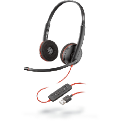 POLY Blackwire C3220 Casque Avec fil Arceau Appels/Musique USB Type-A Noir, Rouge