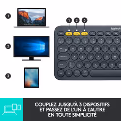 Logitech K380 clavier Bluetooth AZERTY Français Gris (920-007568) - Vue supplémentaire 13