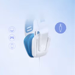 Logitech G G335 Casque Avec fil Arceau Jouer Blanc - Vue supplémentaire 3