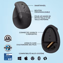 Logitech Lift souris Droitier RF sans fil + Bluetooth Optique 4000 DPI - Vue supplémentaire 11