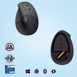 Logitech Lift souris Droitier RF sans fil + Bluetooth Optique 4000 DPI - Vue supplémentaire 6