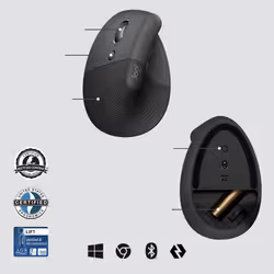 Logitech Lift for Business souris Gauche RF sans fil + Bluetooth Optique 4000 DPI - Vue supplémentaire 5