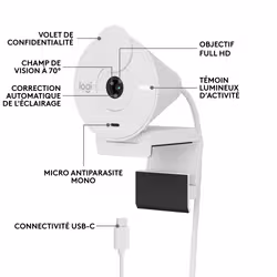 Logitech Brio 300 webcam 2 MP 1920 x 1080 pixels USB-C Blanc - Vue supplémentaire 11