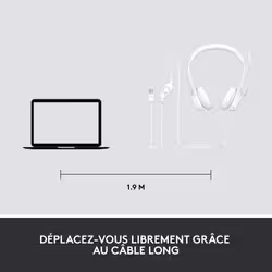 Logitech H390 Casque Avec fil Arceau Bureau/Centre d'appels USB Type-A Blanc - Vue supplémentaire 12