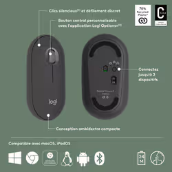 Logitech Pebble 2 M350s souris Ambidextre RF sans fil + Bluetooth Optique 4000 DPI - Vue supplémentaire 7