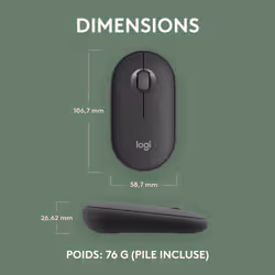 Logitech Pebble 2 M350s souris Ambidextre RF sans fil + Bluetooth Optique 4000 DPI - Vue supplémentaire 9