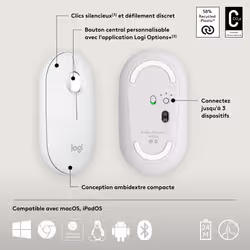 Logitech Pebble 2 M350s souris Ambidextre RF sans fil + Bluetooth Optique 4000 DPI - Vue supplémentaire 6