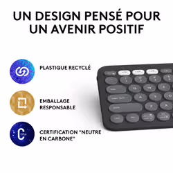 Logitech Pebble Keys 2 K380s clavier RF sans fil + Bluetooth AZERTY Français Graphite - Vue supplémentaire 11