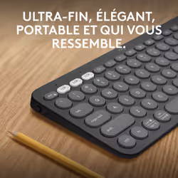 Logitech Pebble Keys 2 K380s clavier RF sans fil + Bluetooth AZERTY Français Graphite - Vue supplémentaire 3