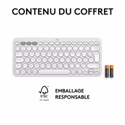 Logitech Pebble Keys 2 K380s clavier RF sans fil + Bluetooth AZERTY Français Blanc - Vue supplémentaire 10