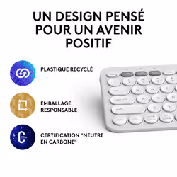 Logitech Pebble Keys 2 K380s clavier RF sans fil + Bluetooth AZERTY Français Blanc - Vue supplémentaire 11