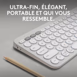 Logitech Pebble Keys 2 K380s clavier RF sans fil + Bluetooth AZERTY Français Blanc - Vue supplémentaire 3