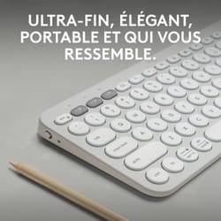 Logitech Pebble Keys 2 K380s clavier RF sans fil + Bluetooth AZERTY Français Blanc