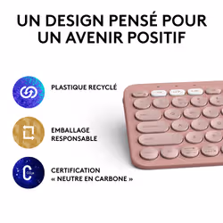 Logitech Pebble Keys 2 K380s clavier RF sans fil + Bluetooth AZERTY Français Rose - Vue supplémentaire 10